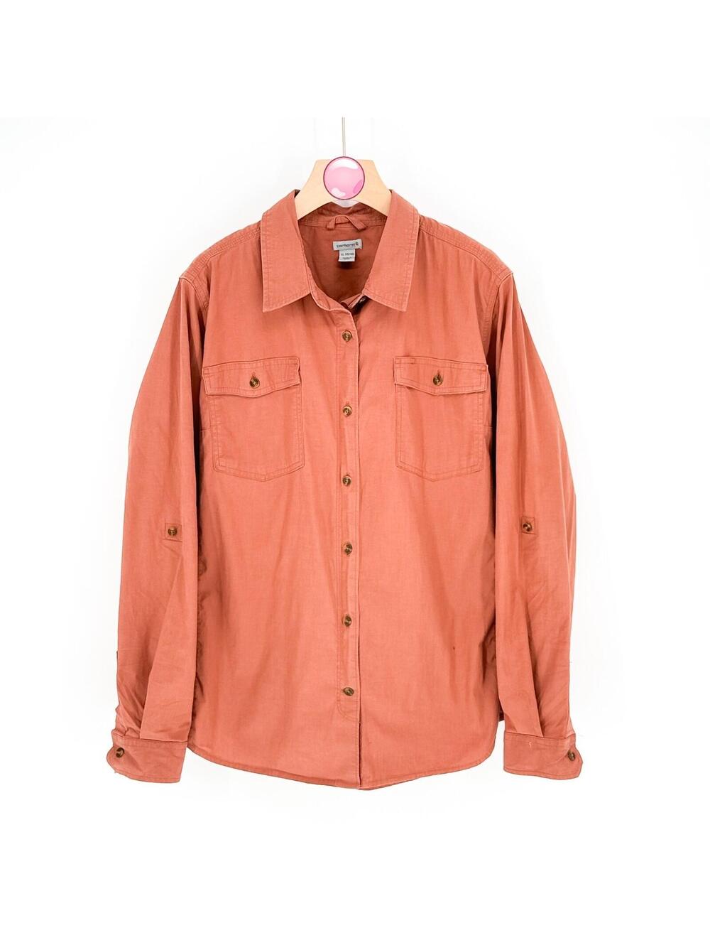 Carhartt Utility Workwear Button Up Shirt Orange Cotton‎ Gorpcore Womens XLarge